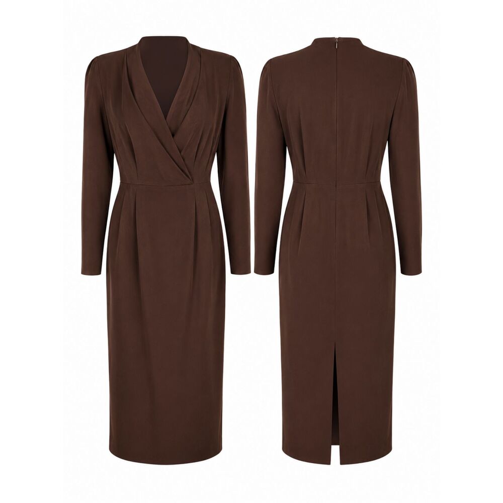 Vintage Gillian 100% Silk Brown Dress W Size 6 Minimalist Cocktail Party Dress